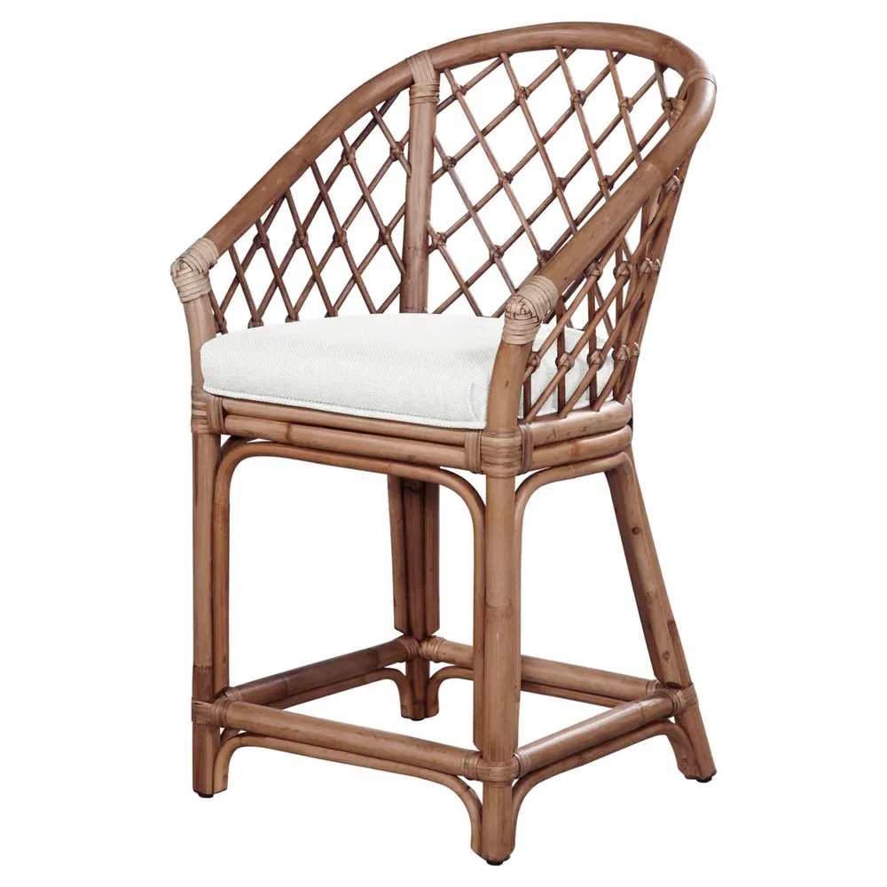 Leilani Counter Stool - White, Rattan
