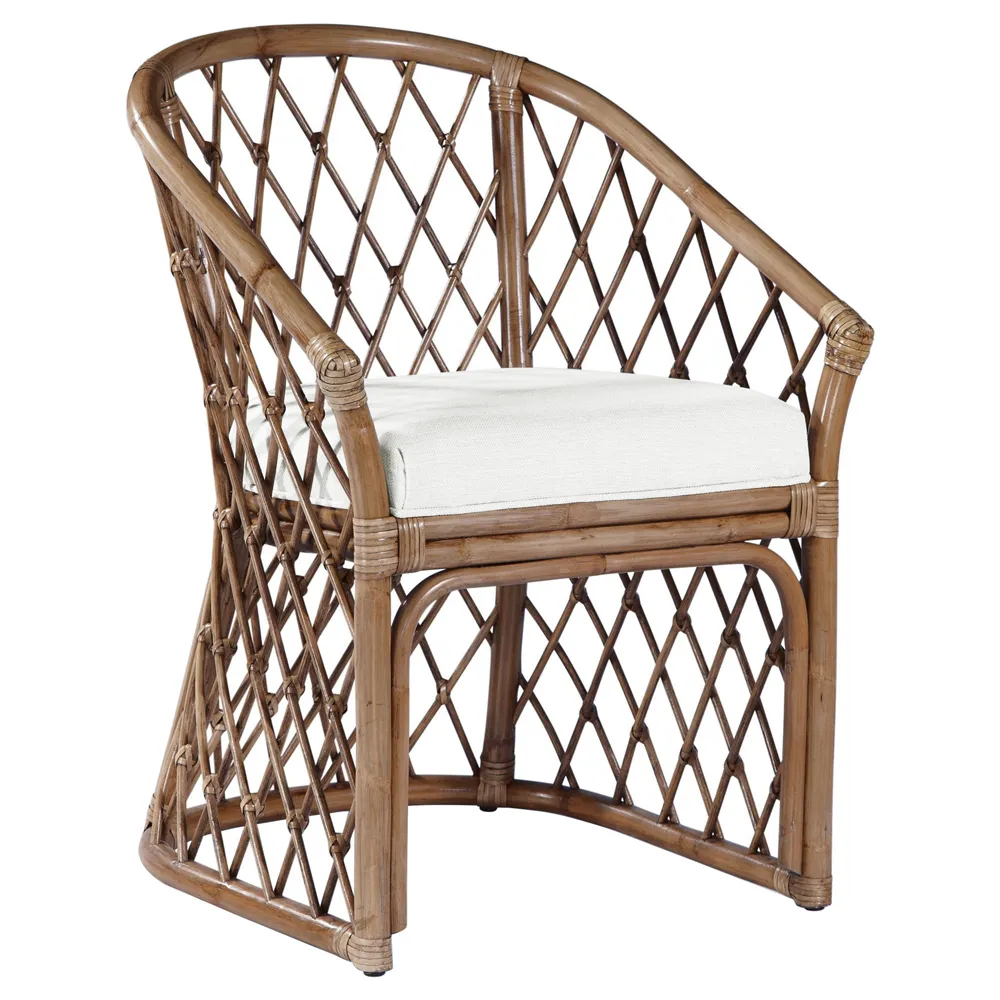 Leilani Dining Arm Chair - White, Rattan