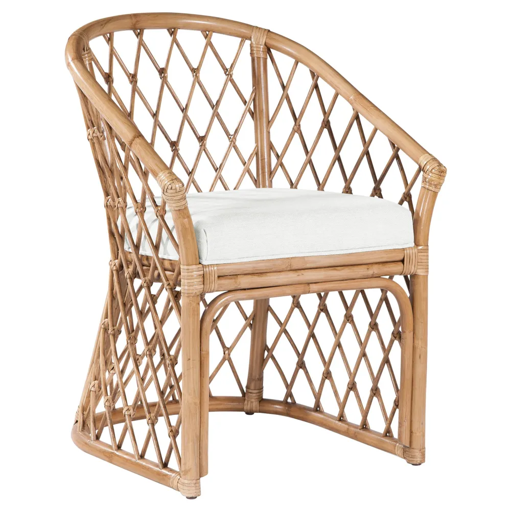 Leilani Dining Arm Chair - White, Rattan image