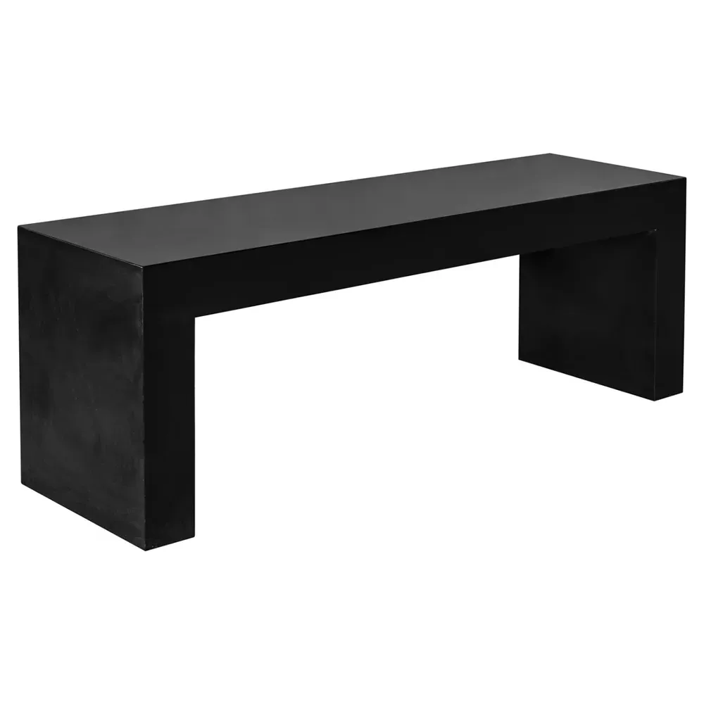 Leilani Industrial Loft Outdoor Bench - Black, Concrete