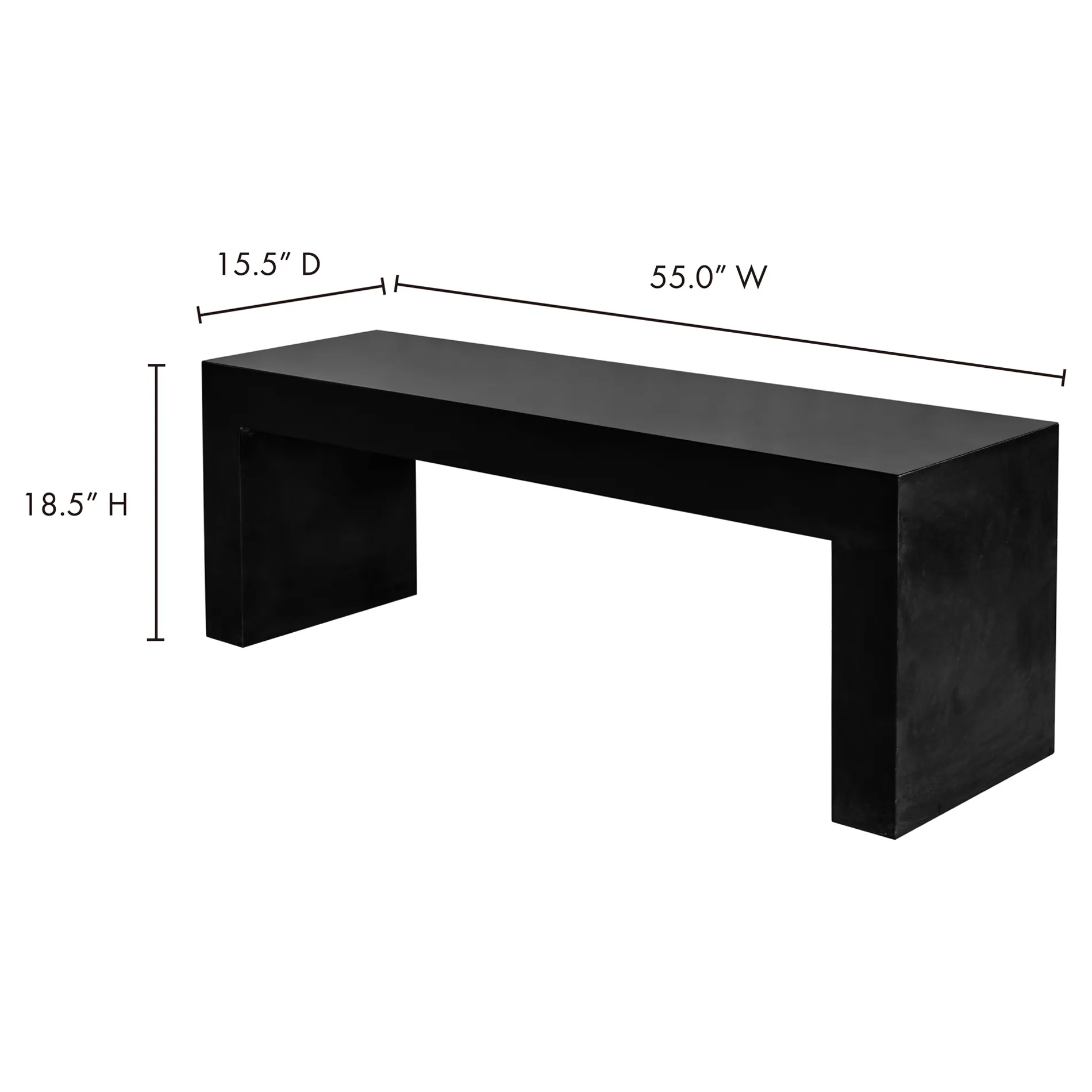 Leilani Industrial Loft Outdoor Bench - Black, Concrete