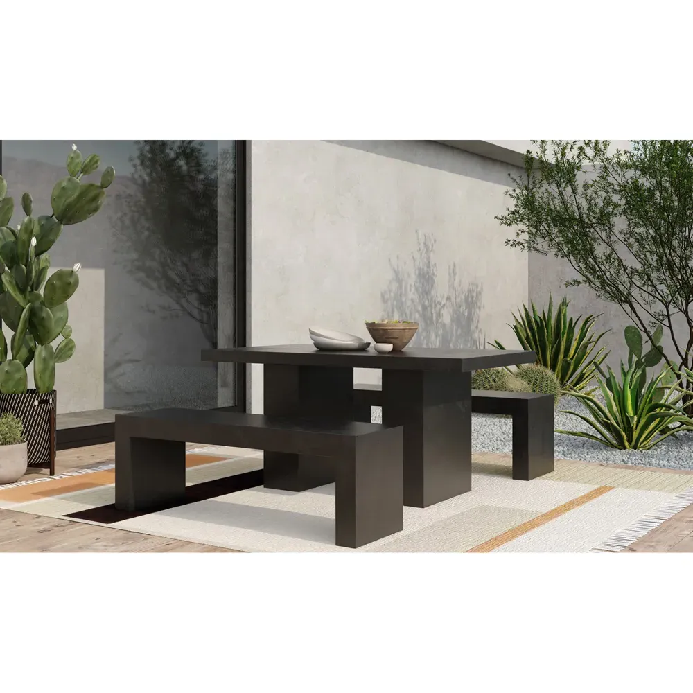 Leilani Industrial Loft Outdoor Bench - Black, Concrete