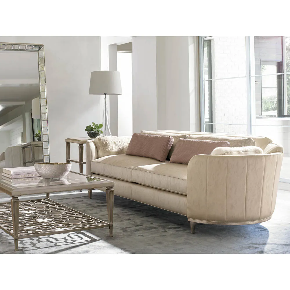 Leilani Metal Glass Side Table - Taupe Silver