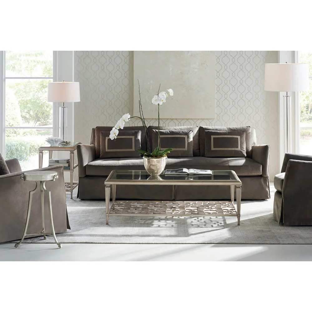 Leilani Metal Glass Side Table - Taupe Silver