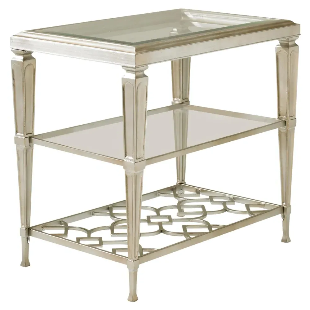 Leilani Metal Glass Side Table - Taupe Silver image