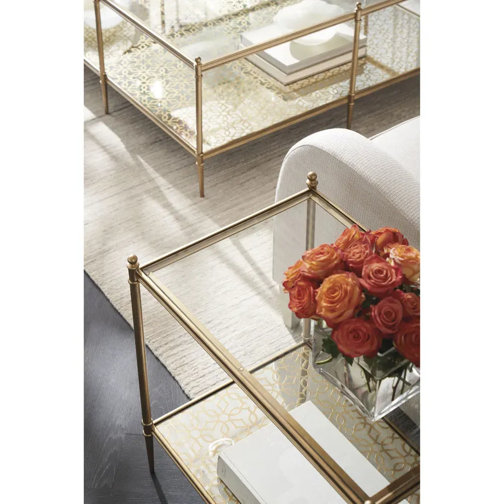 Leilani Square Coffee Table - Gold, Glass