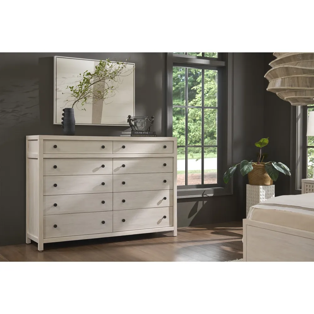 Leith Double Dresser - Light Grey, Pine Wood
