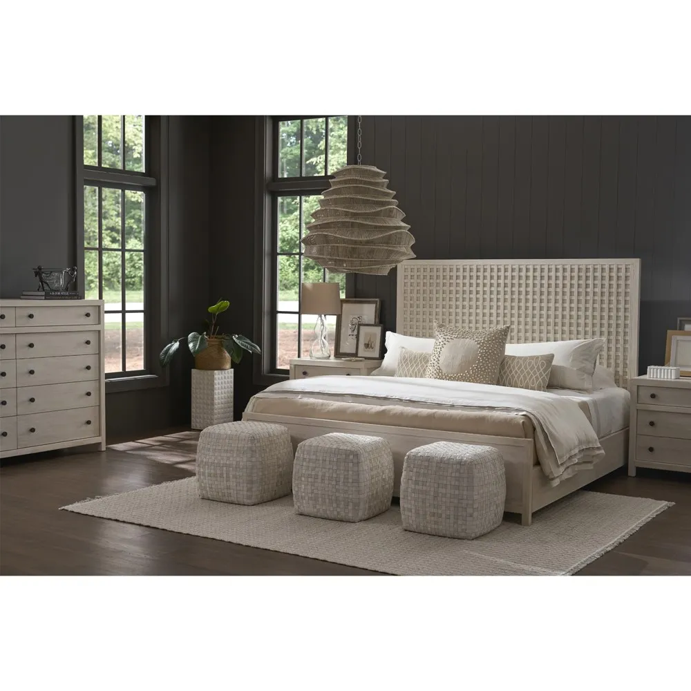 Leith King Size Panel Bed - Light Grey, Pine Wood