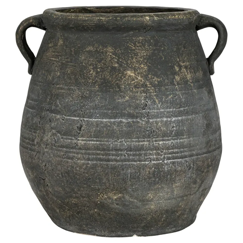 Leith Planter Vase - Distressed Grey, Terracotta
