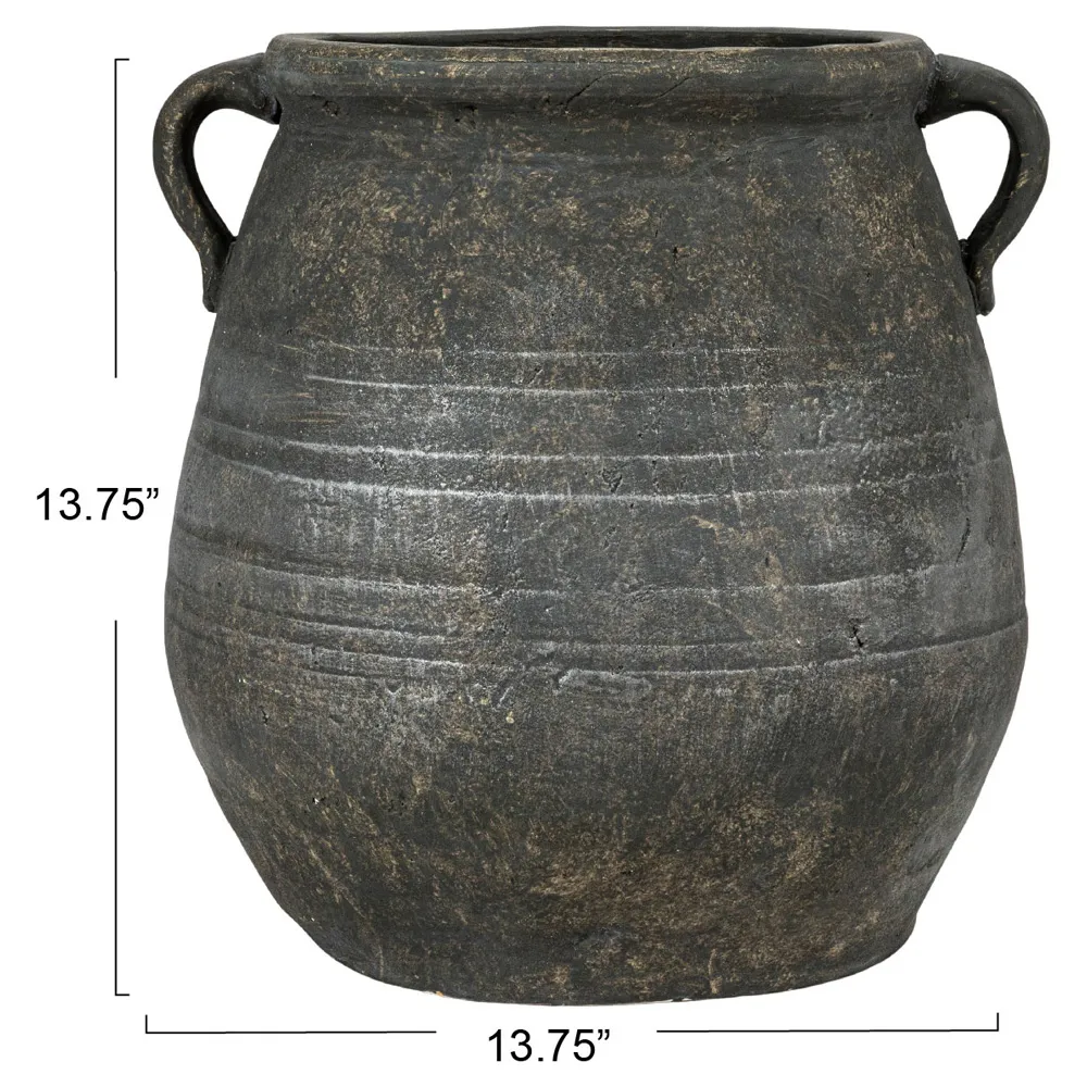 Leith Planter Vase - Distressed Grey, Terracotta