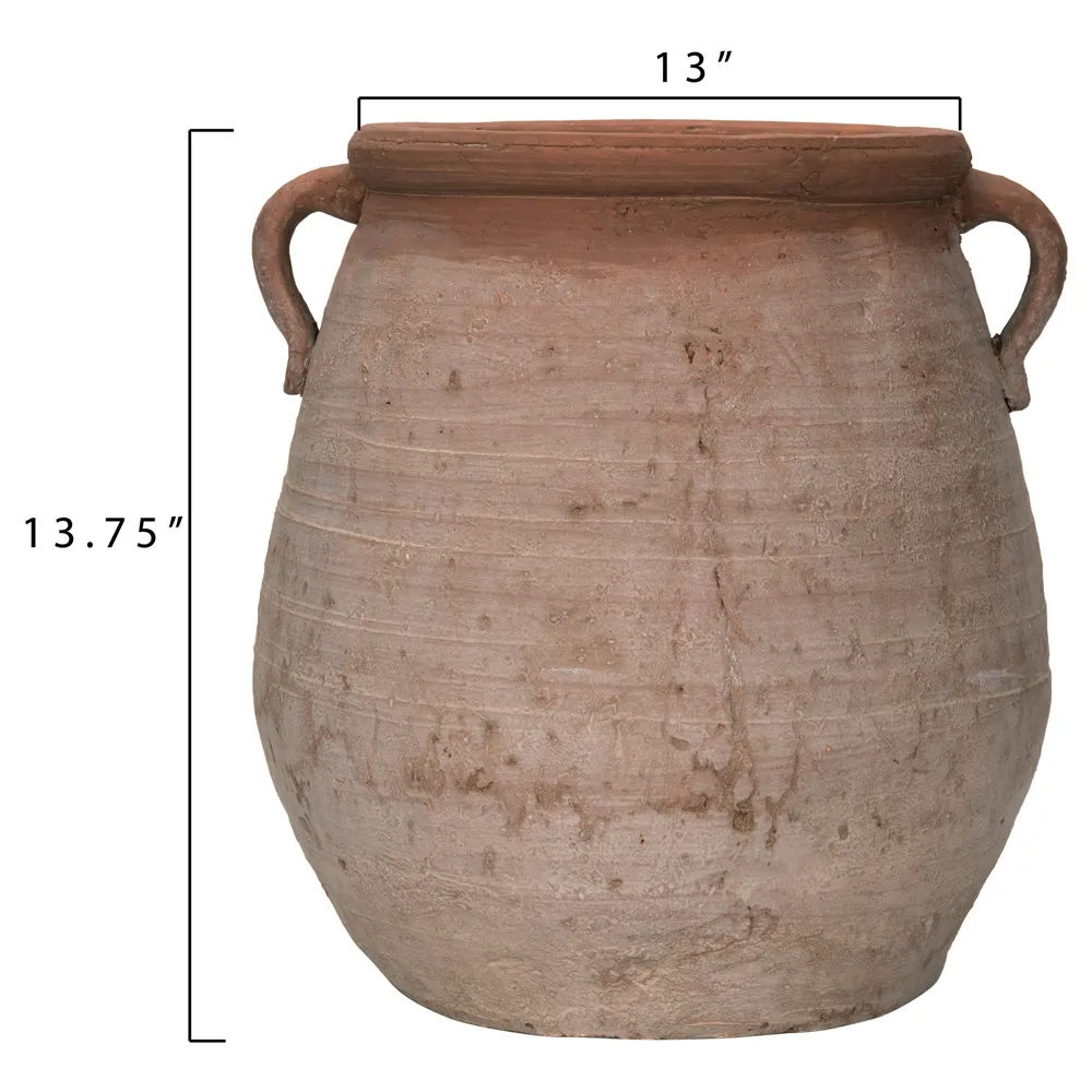 Leith Planter Vase - Whitewash, Terracotta