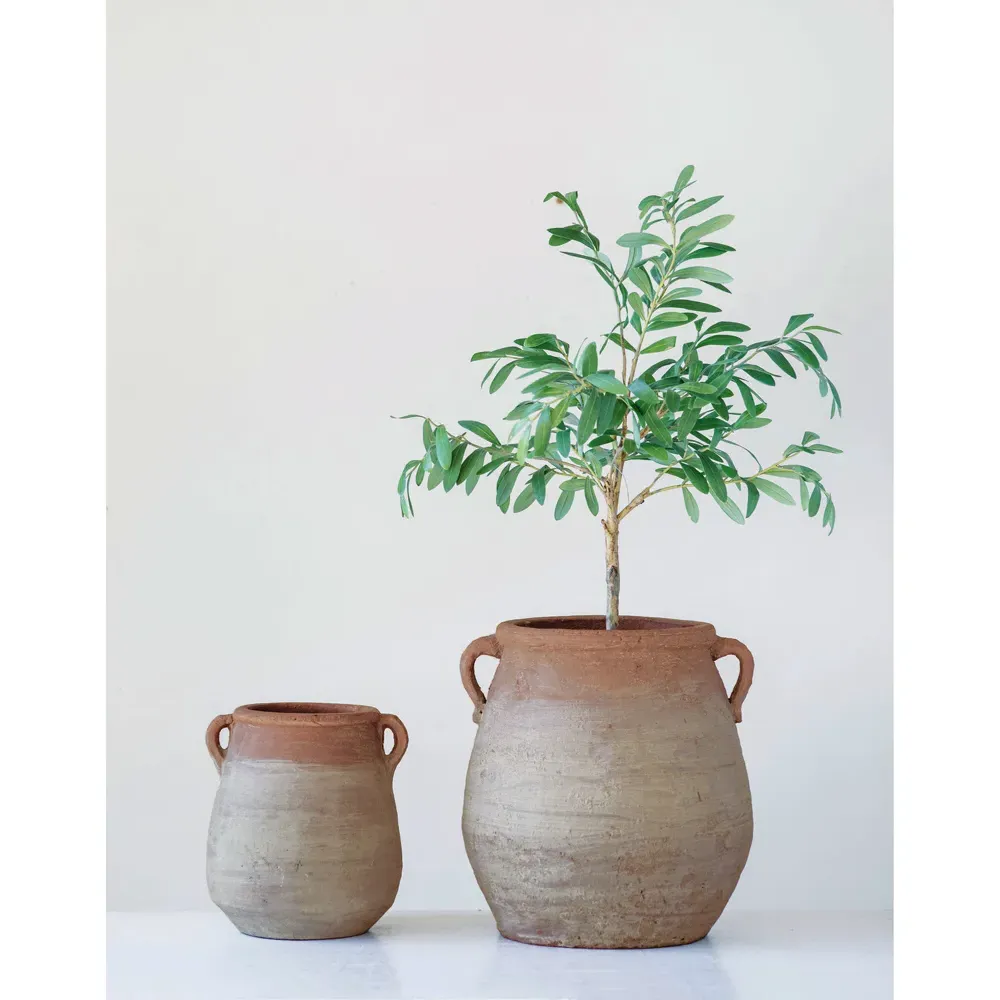 Leith Planter Vase - Whitewash, Terracotta