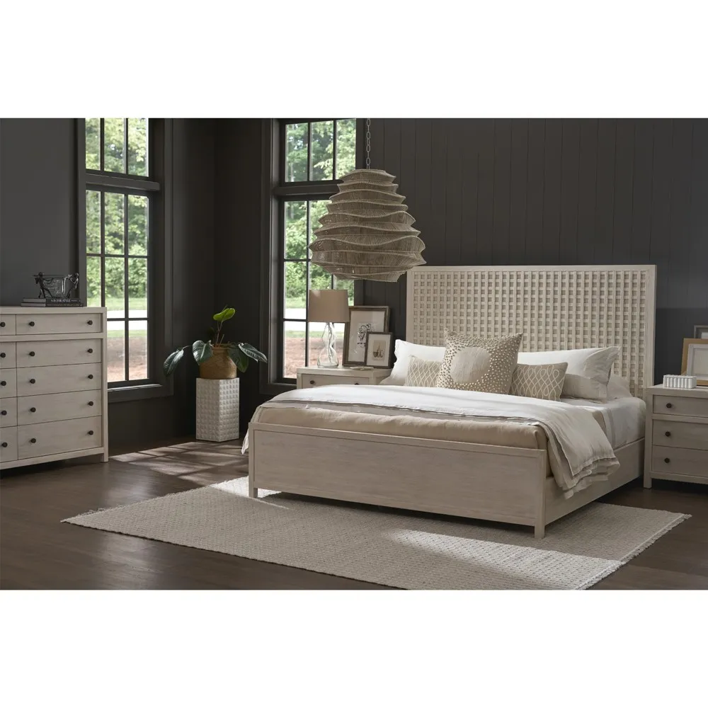 Leith Queen Size Bed Frame - Light Grey, Pine Wood