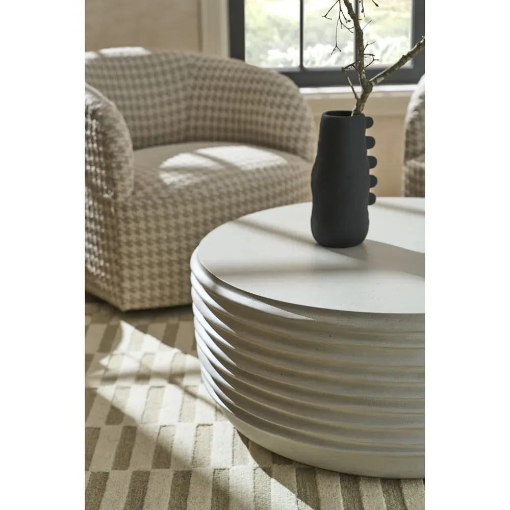 Leith Round Coffee Table - Cream, Concrete