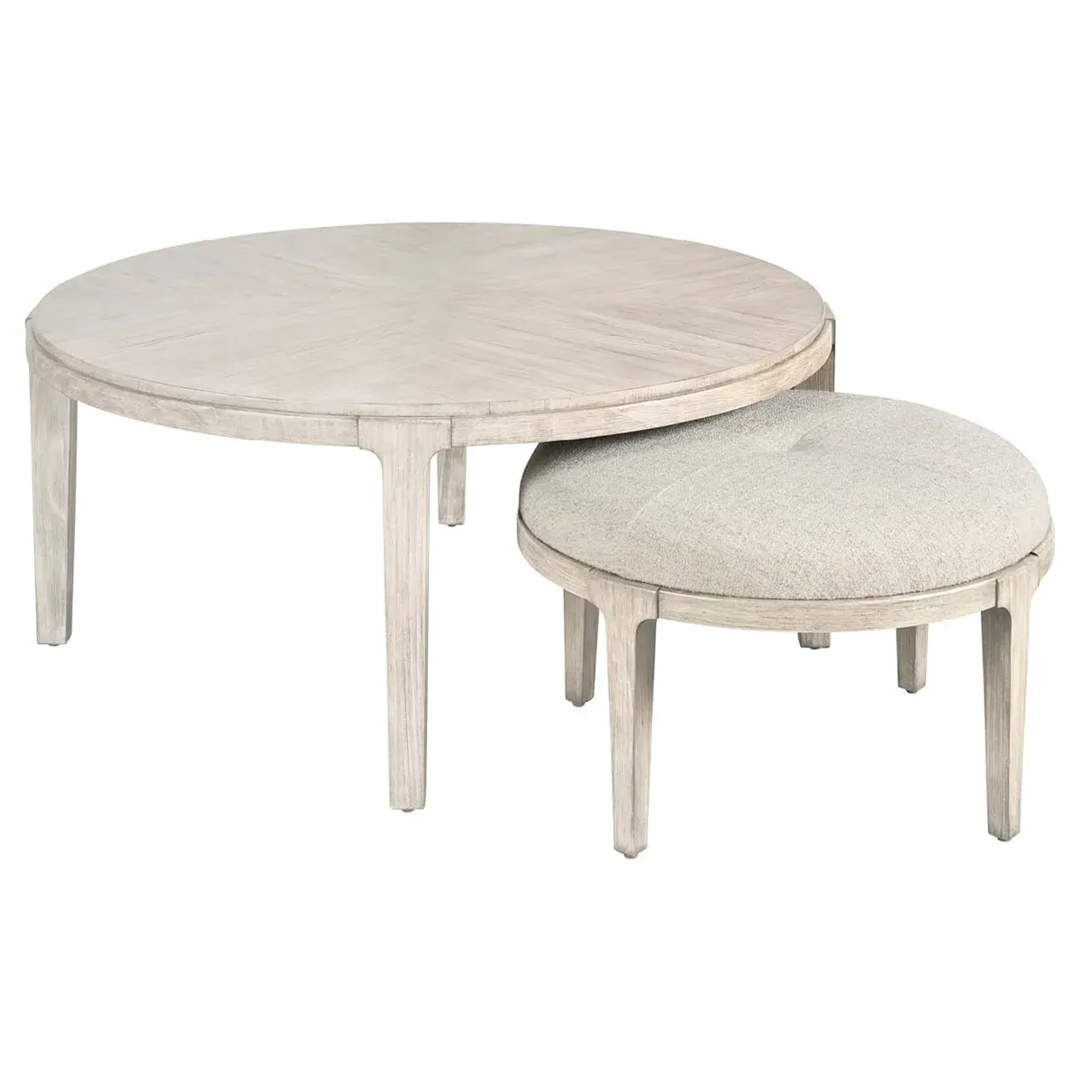Leith Round Coffee Table - Light Grey, Pine Wood