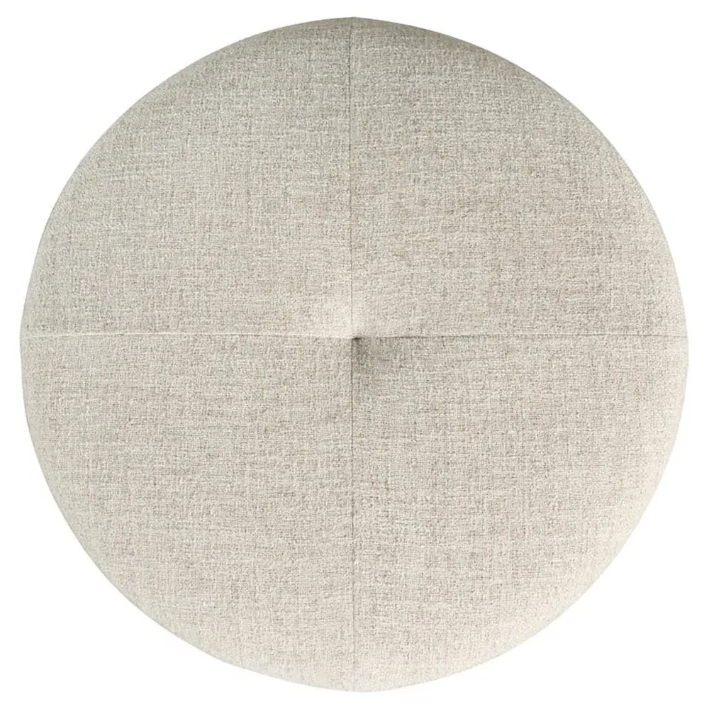 Leith Round Ottoman - Cream, Brown Wood