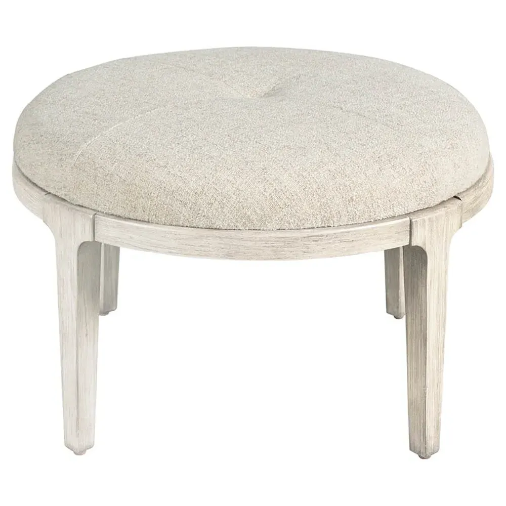 Leith Round Ottoman - Light Grey, Pine Wood image