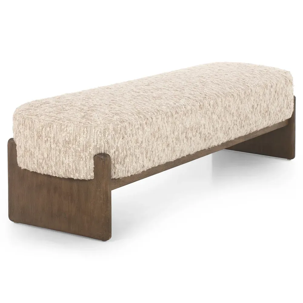Leith Upholstered Bedroom Bench - Cream, Parawood