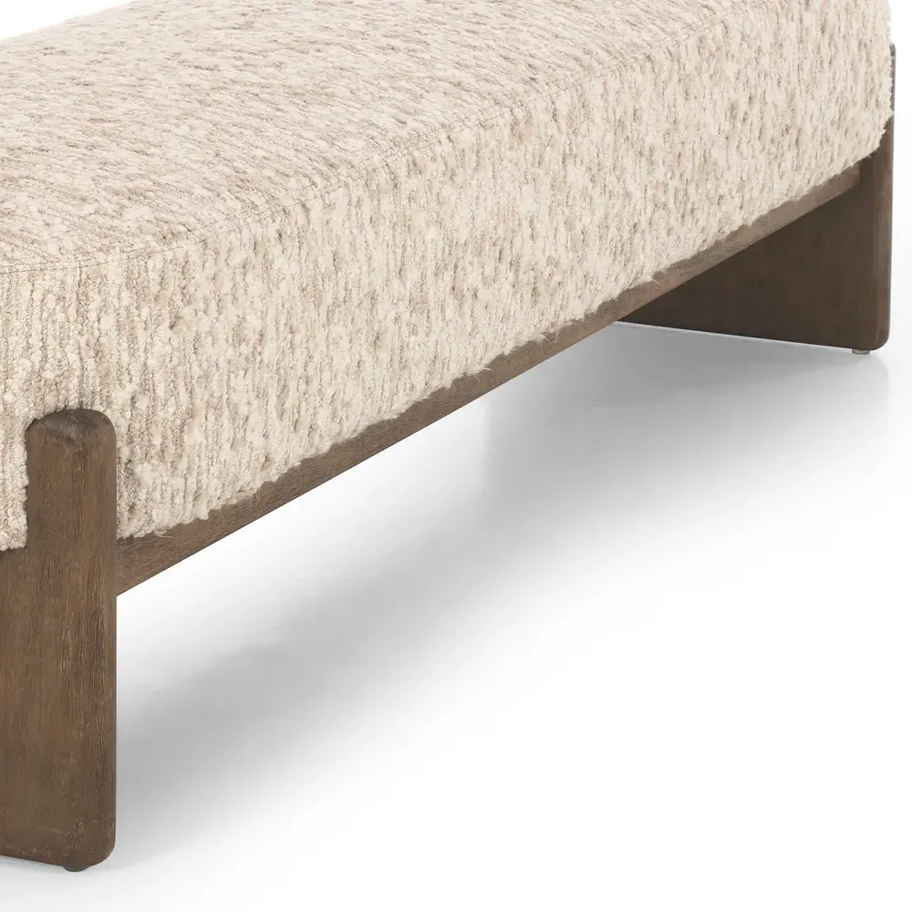 Leith Upholstered Bedroom Bench - Cream, Parawood