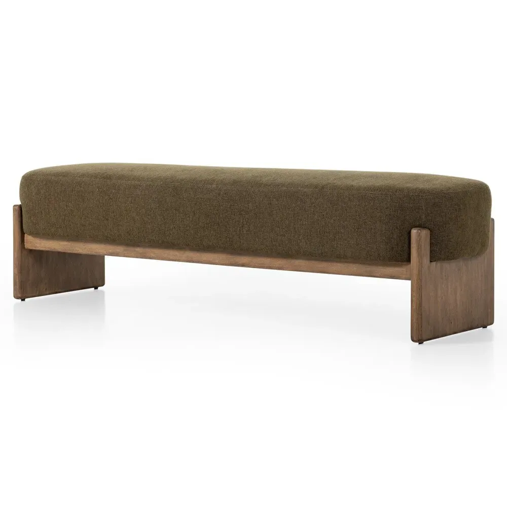 Leith Upholstered Bedroom Bench - Olive, Parawood
