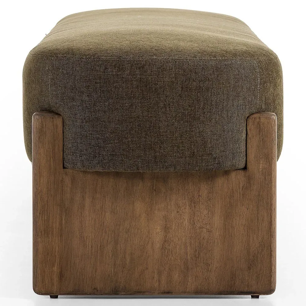 Leith Upholstered Bedroom Bench - Olive, Parawood