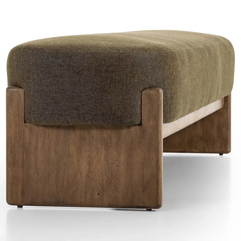 Leith Upholstered Bedroom Bench - Olive, Parawood