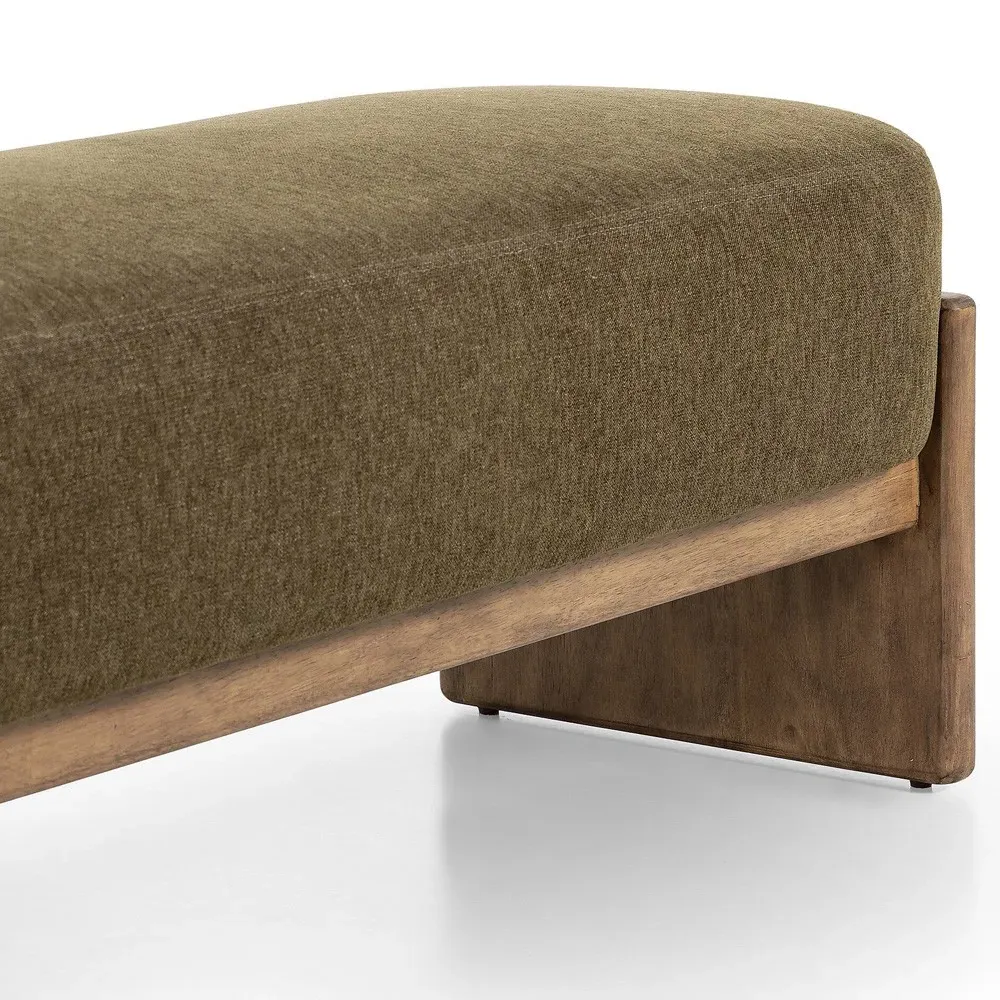 Leith Upholstered Bedroom Bench - Olive, Parawood