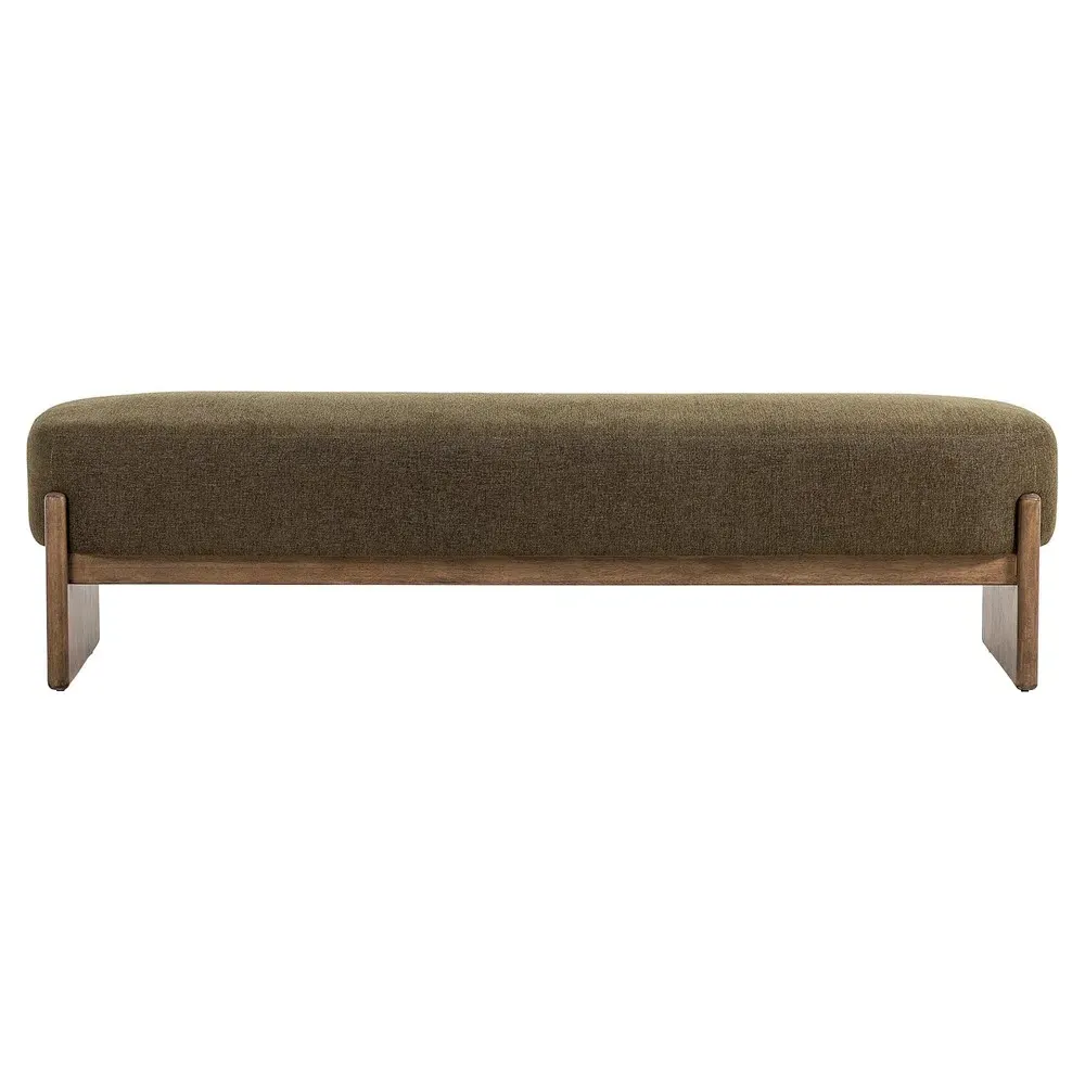 Leith Upholstered Bedroom Bench - Olive, Parawood image