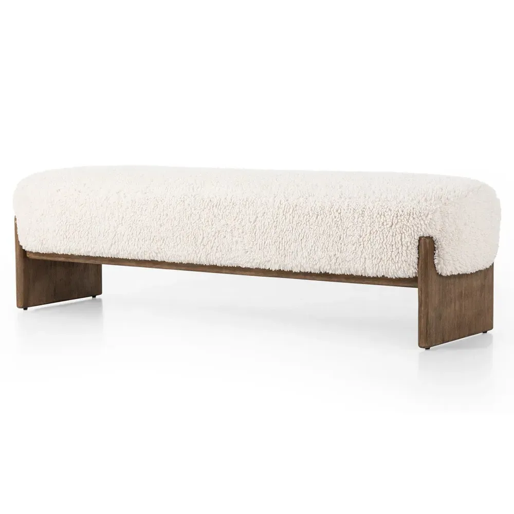 Leith Upholstered Bedroom Bench - White, Parawood