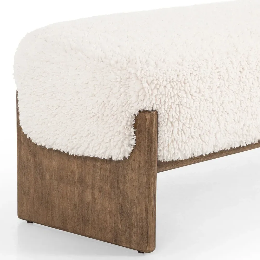Leith Upholstered Bedroom Bench - White, Parawood