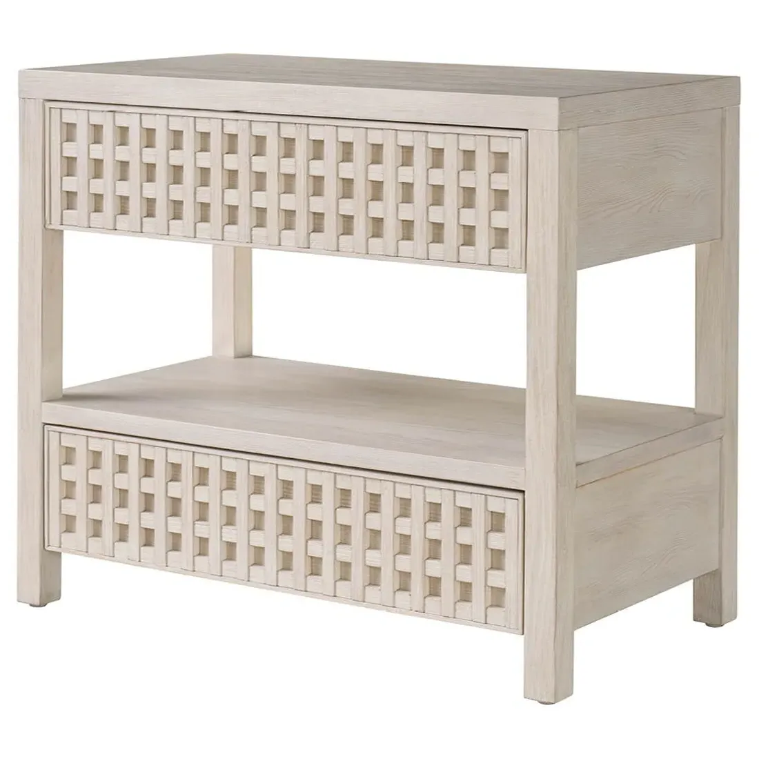 Leith Wide Nightstand - Light Grey, Pine Wood