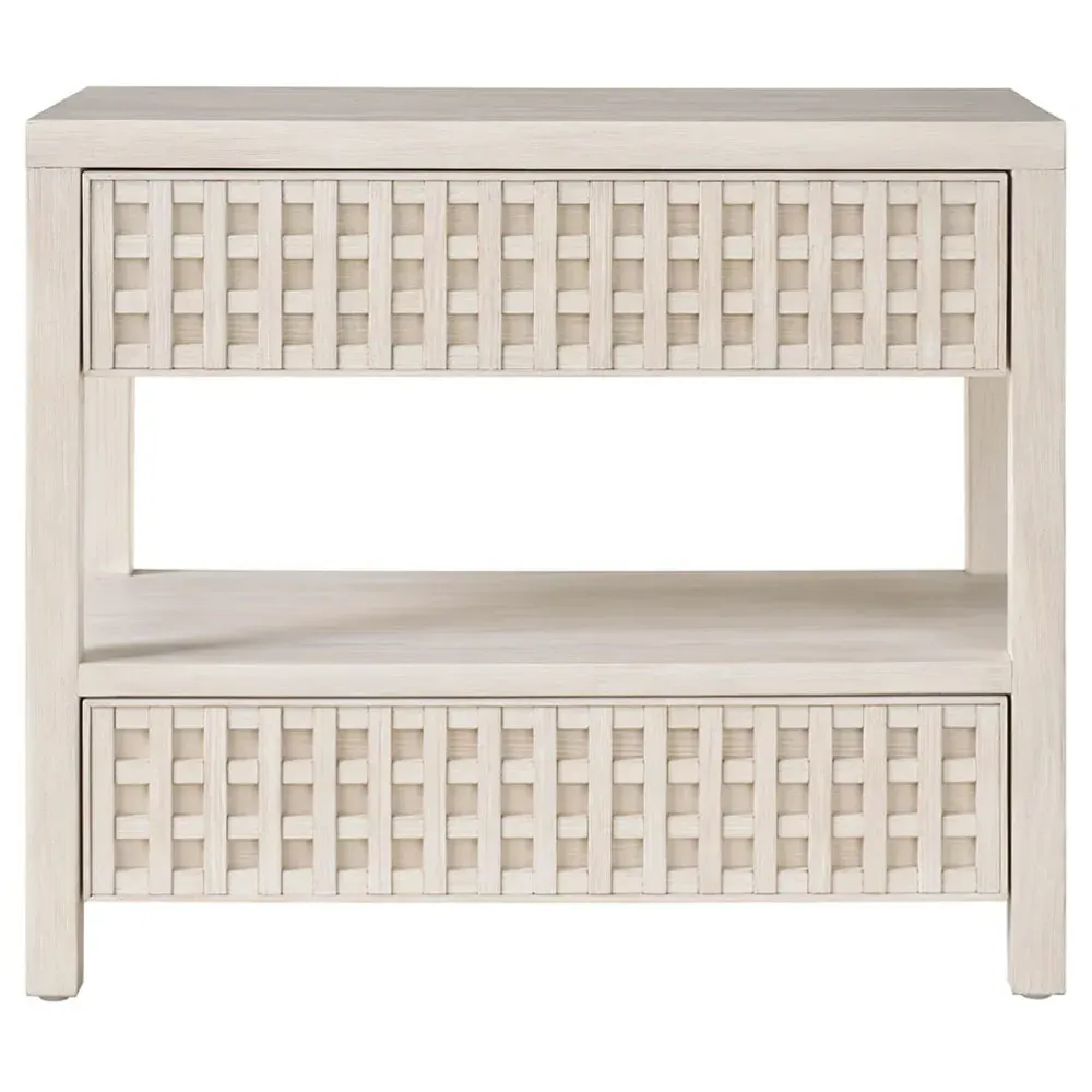 Leith Wide Nightstand - Light Grey, Pine Wood