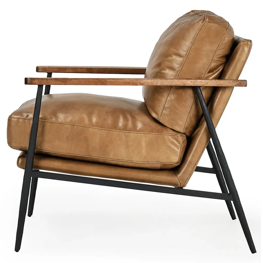 Lena Arm Chair - Brown, Leather