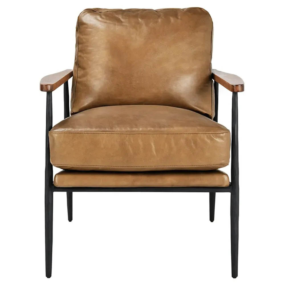 Lena Arm Chair - Brown, Leather
