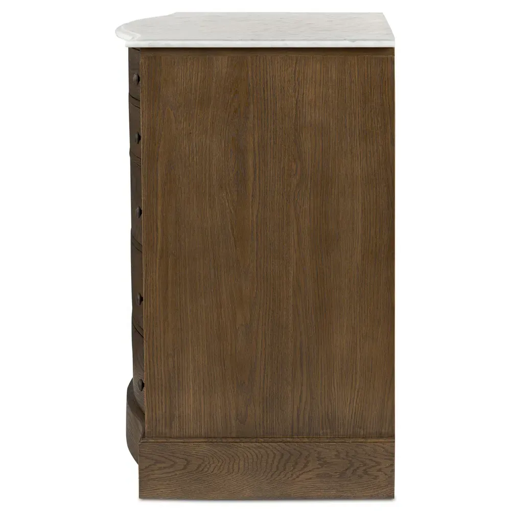Lena Curved Dresser with Marble Top - Brown, Oak