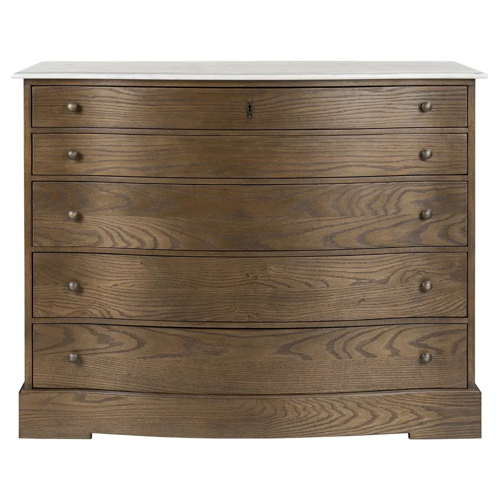Lena Curved Dresser with Marble Top - Brown, Oak image