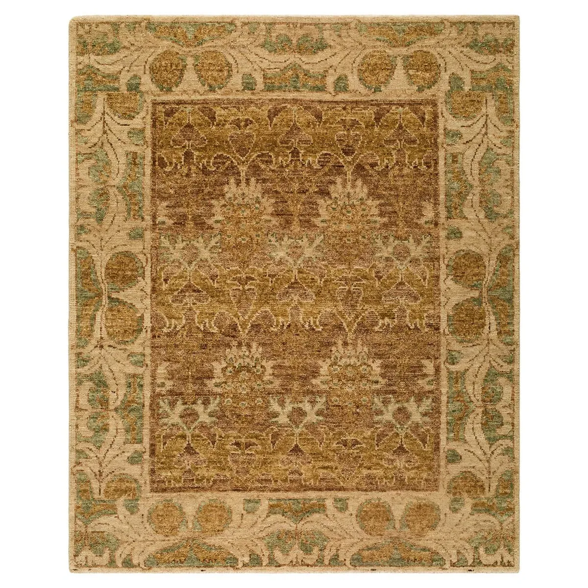 Lena Floral Hand Knotted Rug Sample - Brown, Wool image