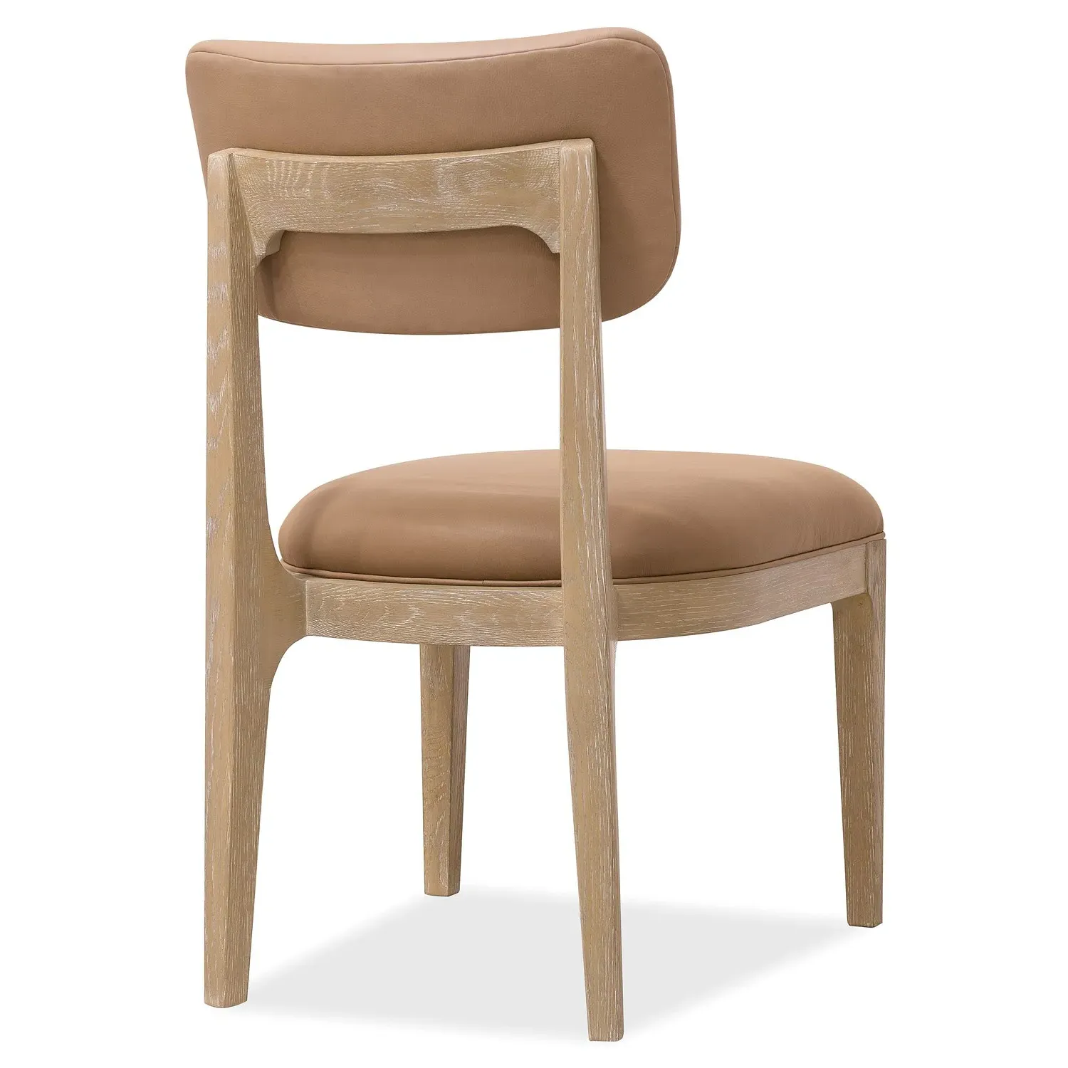 Leni Upholstered Dining Chair - Brown Leather, Oak Wood