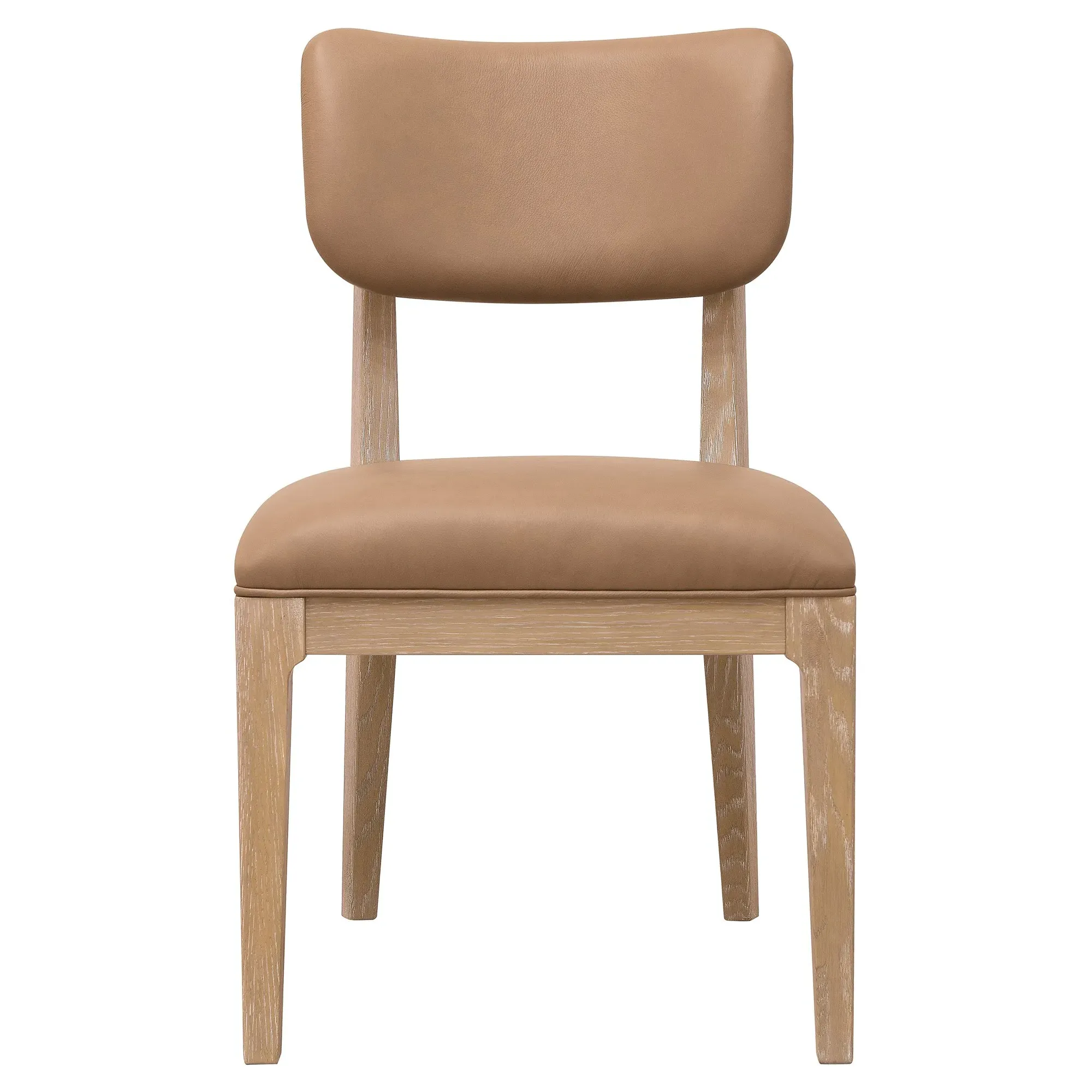 Leni Upholstered Dining Chair - Brown Leather, Oak Wood
