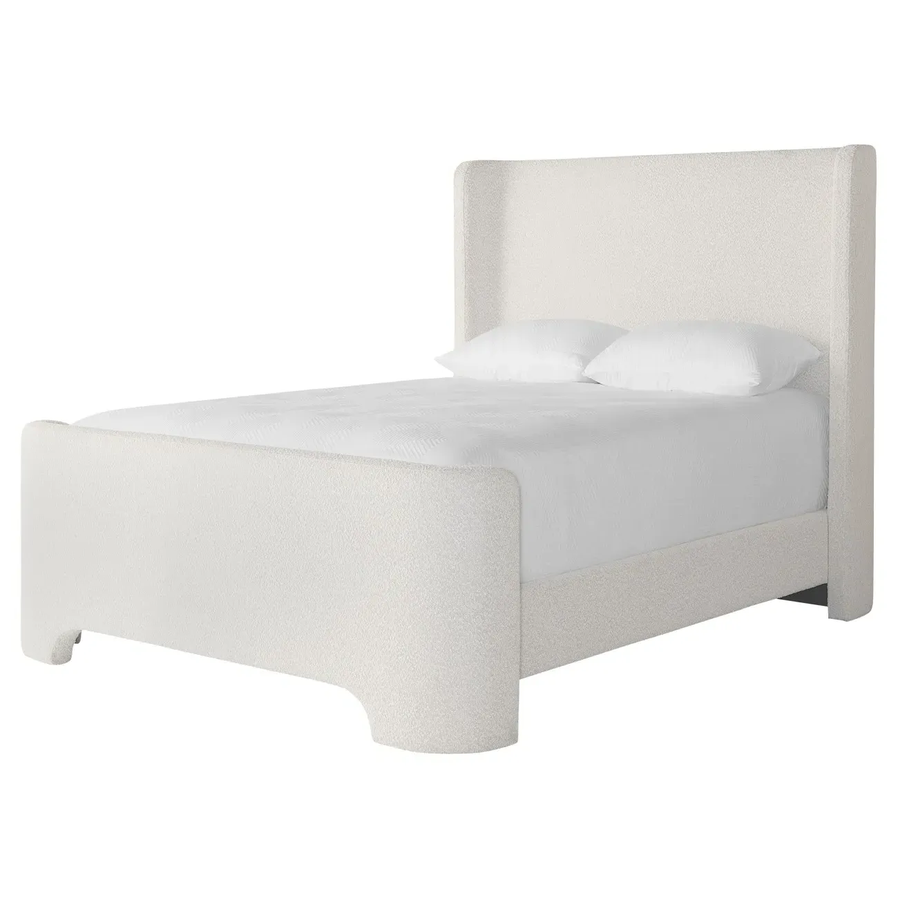 Lennie Queen Size Bed Frame - Cream, Boucle