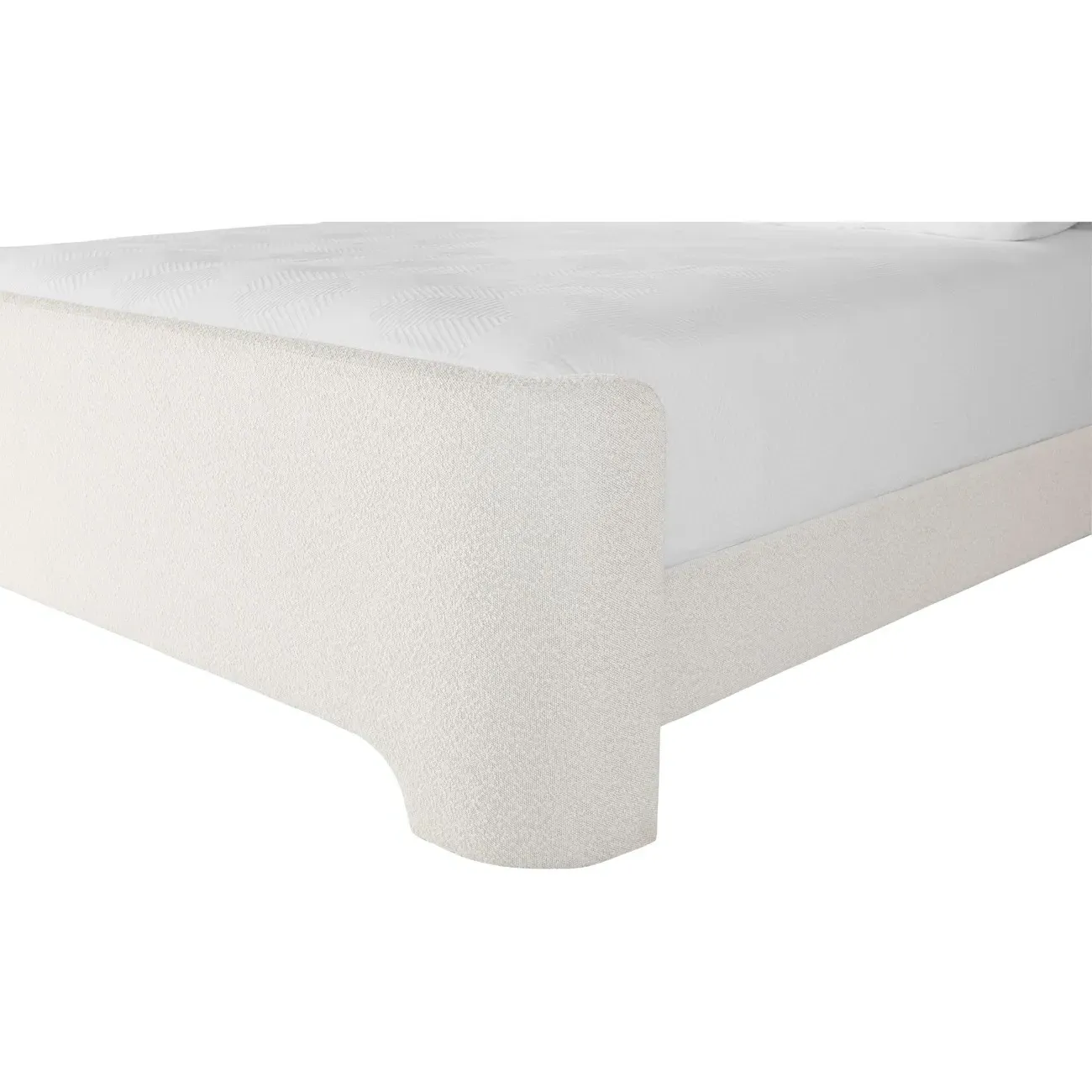 Lennie Queen Size Bed Frame - Cream, Boucle