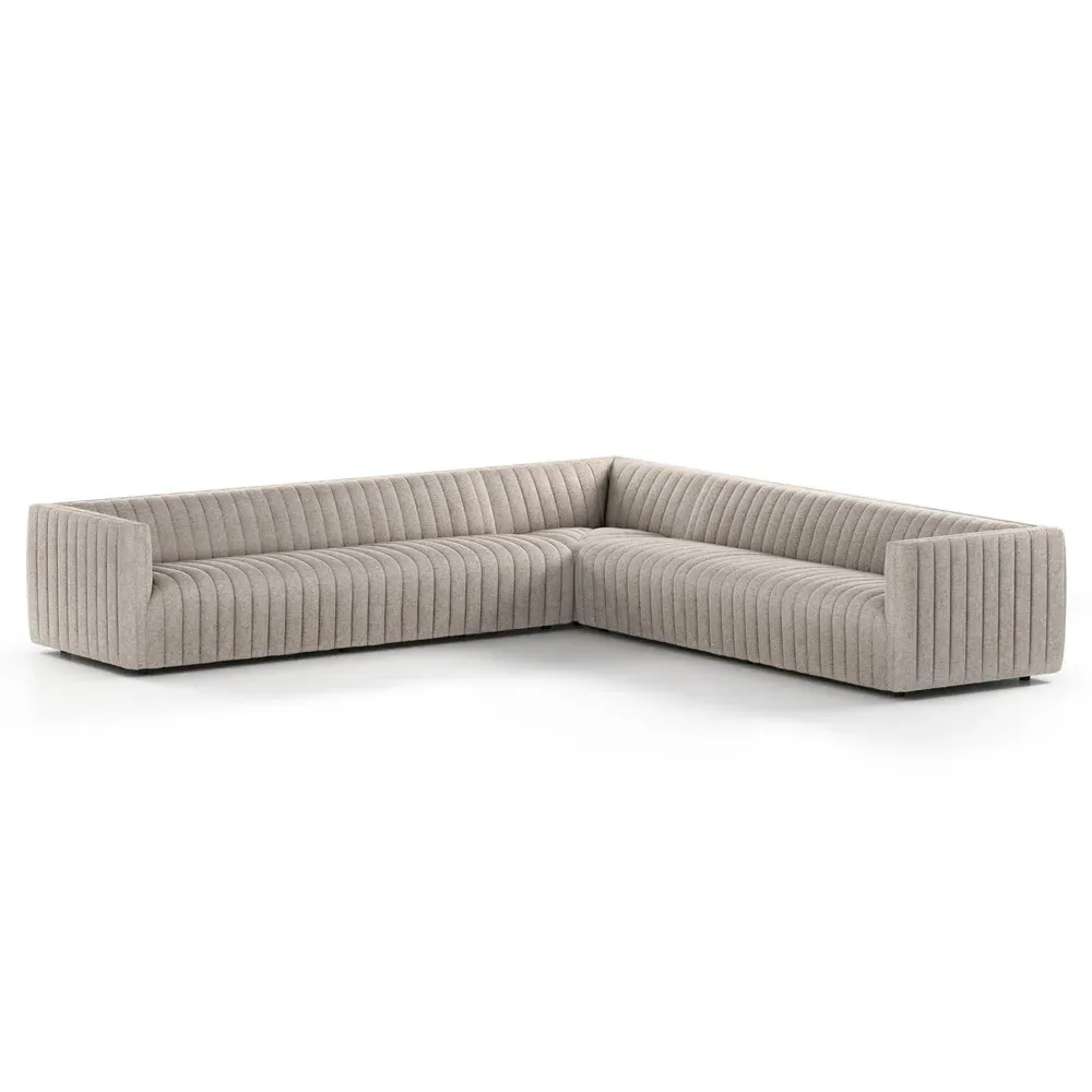 Leo Channel Tufted Corner Sectional - Grey, Polyester
