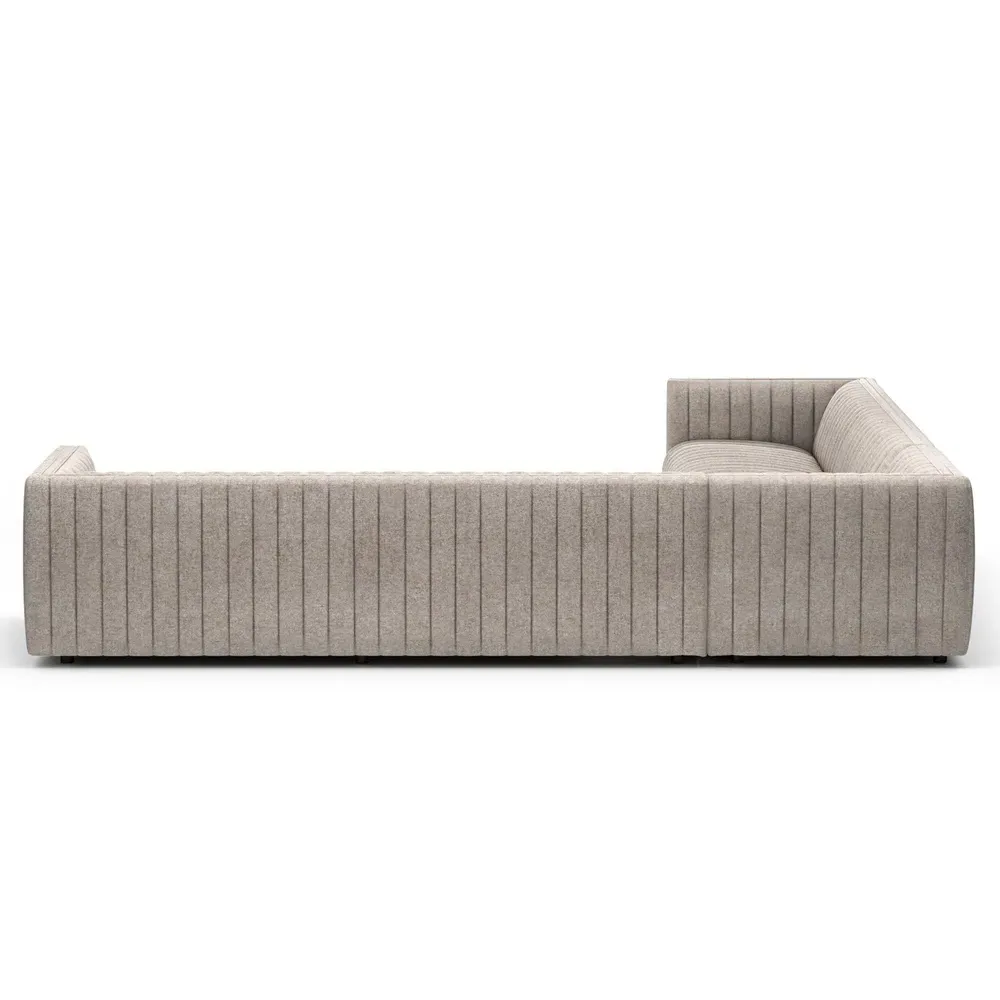 Leo Channel Tufted Corner Sectional - Grey, Polyester
