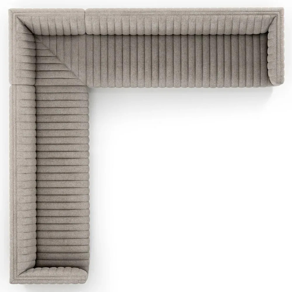 Leo Channel Tufted Corner Sectional - Grey, Polyester