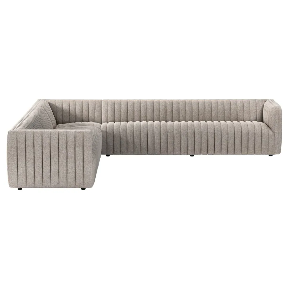 Leo Channel Tufted Corner Sectional - Grey, Polyester