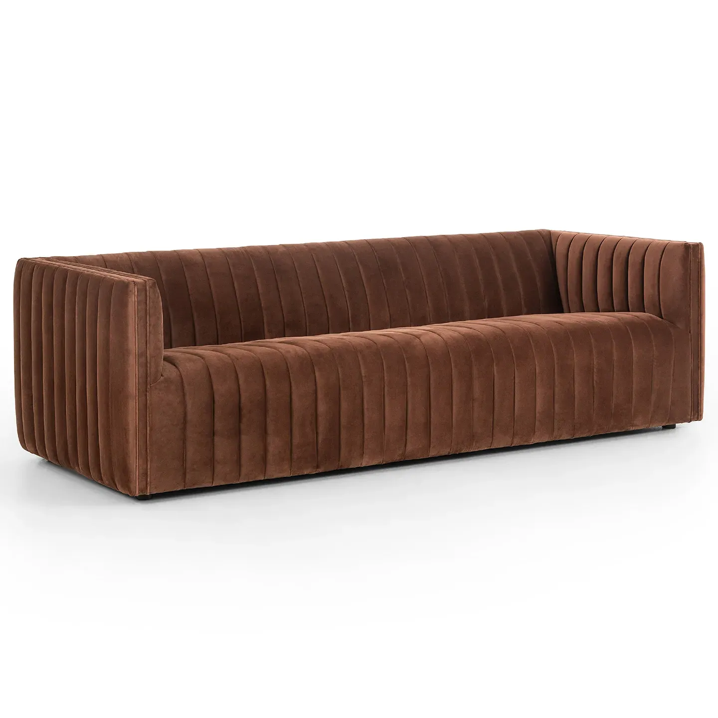 Leo Channel Tufted Sofa - Auburn, Velvet