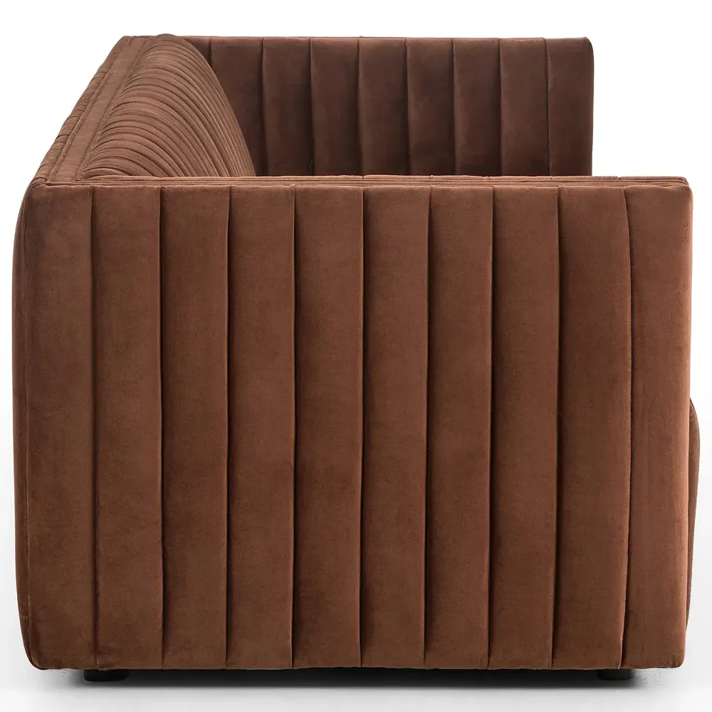 Leo Channel Tufted Sofa - Auburn, Velvet