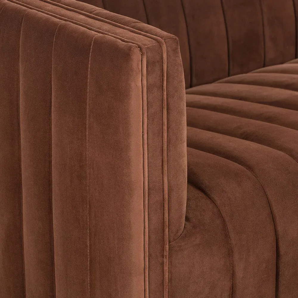 Leo Channel Tufted Sofa - Auburn, Velvet