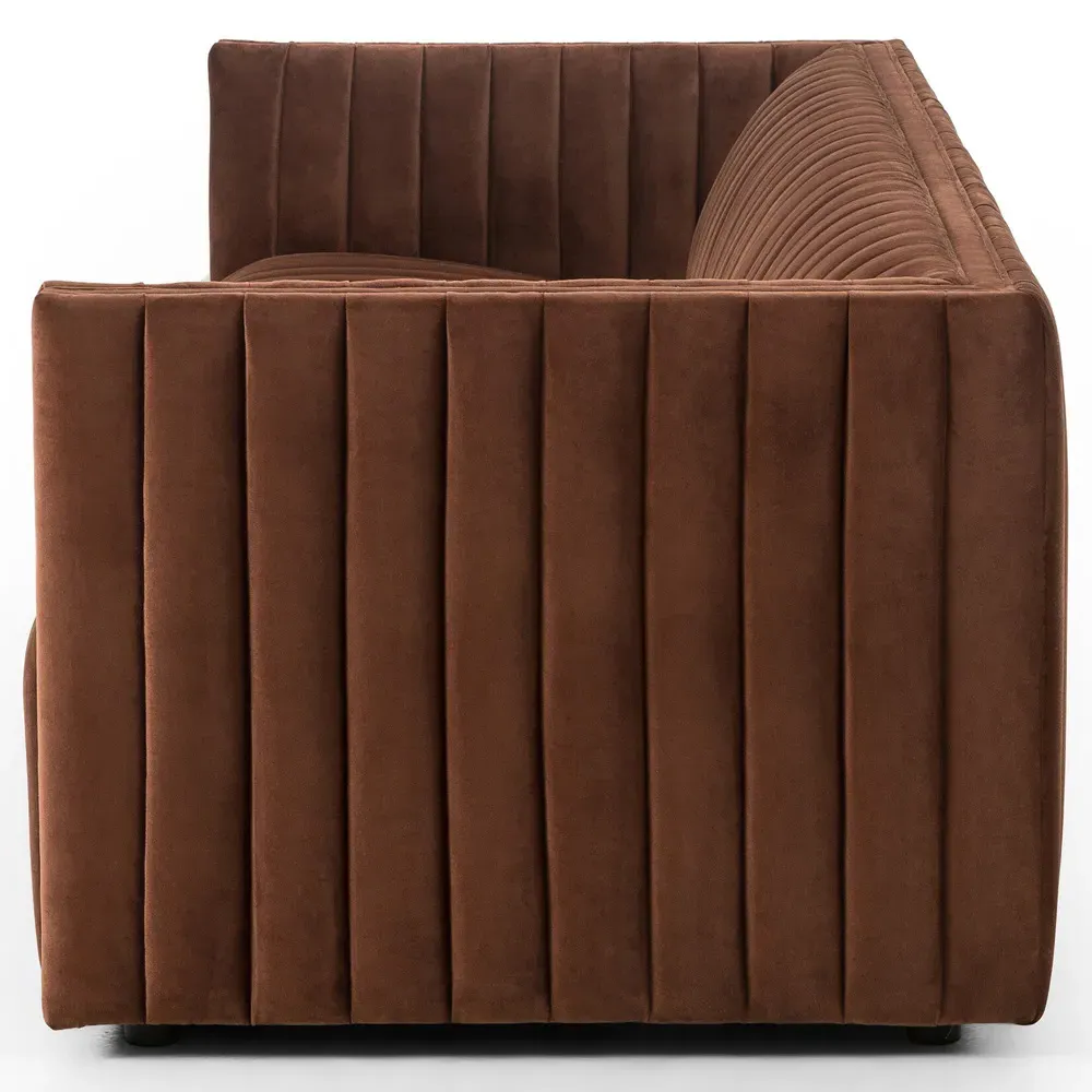 Leo Channel Tufted Sofa - Auburn, Velvet
