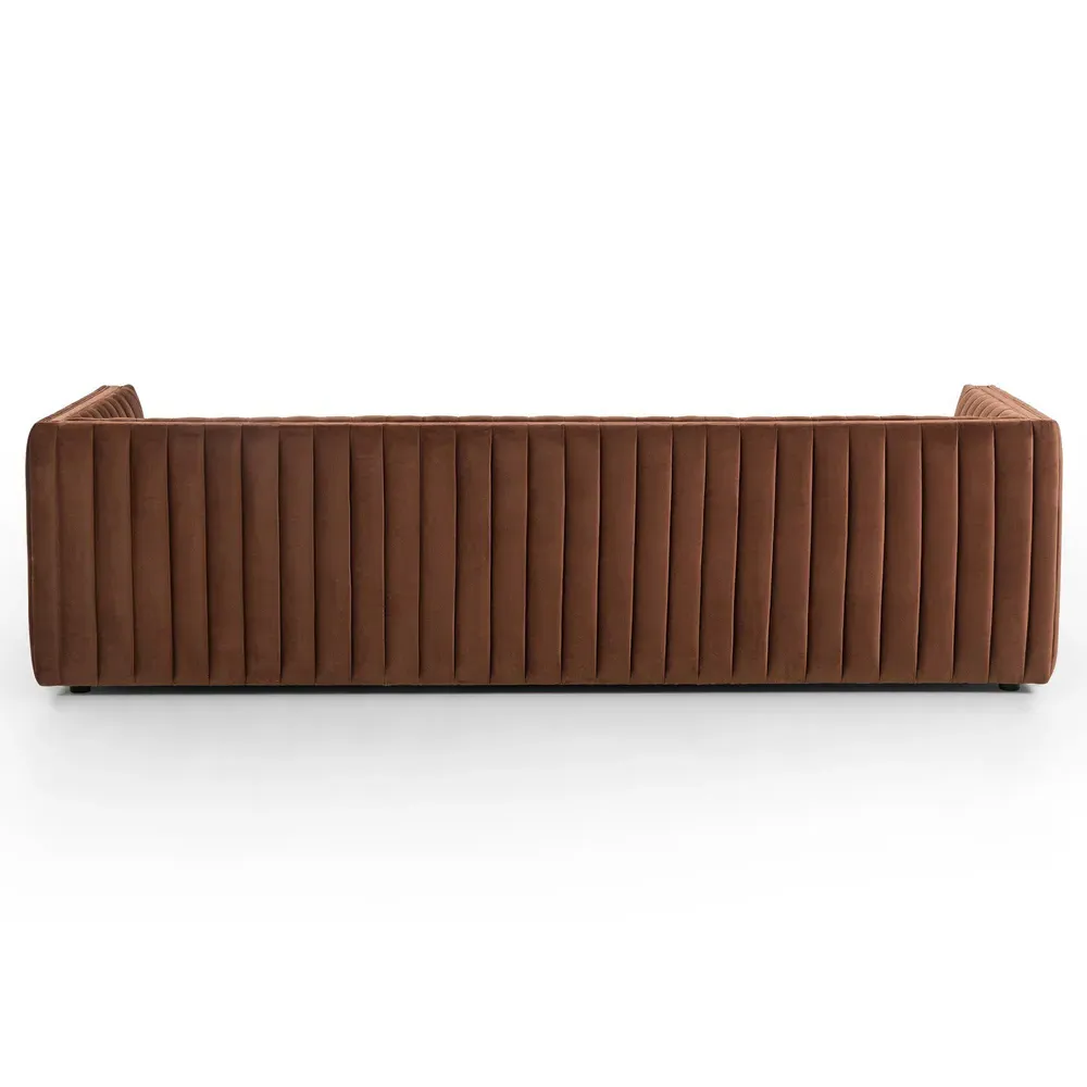 Leo Channel Tufted Sofa - Auburn, Velvet